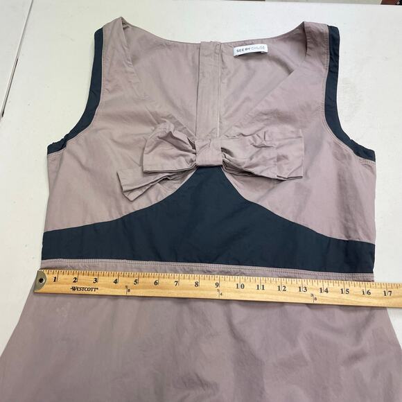 See by Chloe Bow dress blue mauve sleeveless mini 100% Cotton - Picture 13 of 16